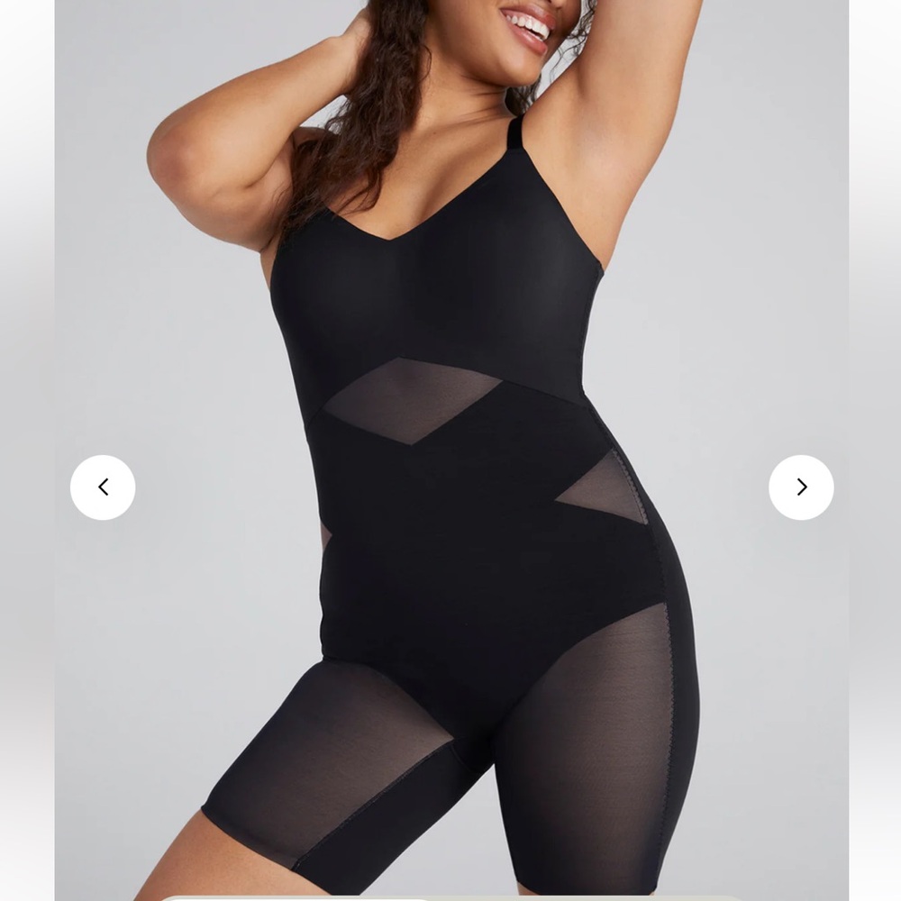 Honeylove Mid-Thigh Bodysuit Vamp Black 1X